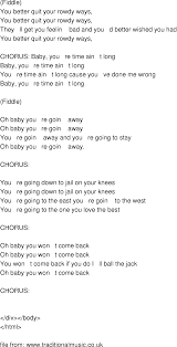Old Time Song Lyrics Baby Your Time Aint Long