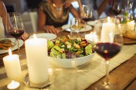 Doing all the heavy lifting earlier in the day means. Salad Bowl On Table At Dinner Party Three People Horizontal Stock Photo 199352550