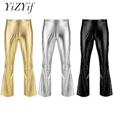 2019 Yizyif Men Shiny Metallic Disco Pants Bell Bottom Flared Long Pants Dude Costume Trousers Mens Flare Flared Bell From Wayoff 20 6 Dhgate Com