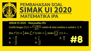 Berisi pembahasan semua paket soal un matematika sma untuk semua program studi baik program ipa, ips/agama, dan bahasa. Simakui Pembahasan Soal Asli Simak Ui 2020 Matematika Ipa Turunan Dan Integral Youtube