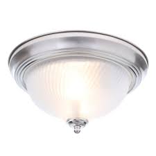 There are also ceiling fans with semi flush mount lights. Hampton Bay 11 In 2 Light Brushed Nickel Flush Mount With Frosted Swirl Glass Shade Fzp8012a The Home Depot