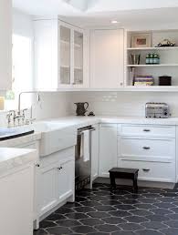 white kitchens with dark floors: ideas