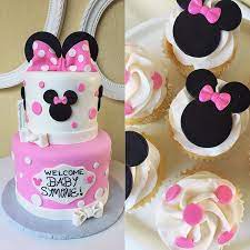 Cake Of The Week Minnie Mouse Baby Shower Cake And Cupcakes Minniemouse Minniemousebaby Minnie Mouse Baby Shower Mickey Mouse Baby Shower Baby Shower Cakes