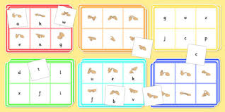Learn to sign hello, good morning, good afternoon, good evening, how are you?, thank you, please, sorry, bye in british sign language British Sign Language Alphabet Bingo And Lotto Game Left Handed