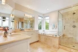 beige tile floor , double sink
