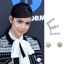 Sofia Carson Wearing Le Vian Studs And Borgioni Ear Cuff At The Free Form Summit Celebrity Jewelry Diamond Ear Cuff Celebrities