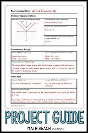 Absolute Value Transformations Book Project Activity Guide Graphing Quadratics Algebra Worksheets Graphing Linear Equations