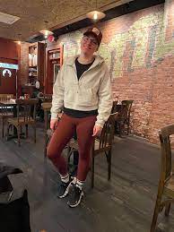 Date night fit … yes, I wear leggings and hats everywhere. Date brown wt  (6) Scuba 12 zip heathered Grey (xss) and LLL crew socks : rlululemon