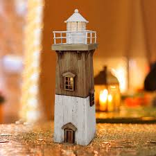 Featuring an edison light bulb, this fixture comes with numerous colored finishes for the shade. Breakwater Bay Nautical Lighthouse Table Decorations Led Lighthouse Figurine Hand Painted Rustic Wood Lighthouse Ornament Nautical Bathroom Decor 13 78 Wayfair