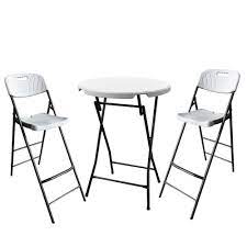 L69 x l69 x h110 cm. Ensemble Mange Debout Et 2 Chaises Hautes Pliantes Polyethylene Coloris Blanc A Seulement 155 00 Sur Interouge Com