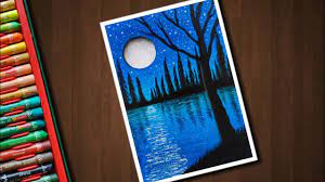 7 14 Easy Night Pond Scenery For Beginners With Oil Pastels Step By Step Soft Pastels Drawing Simple Oil Painting Soft Pastel Art It looks like i got too excited and put too many stars in the sky at the end. 7 14 easy night pond scenery for