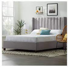 There's so much to love about this wingback bed. Adaliene Upholstered Low Profile Platform Bed Modern Upholstered Bed Modernuph Upholstered Bed Master Bedroom Modern Upholstered Beds White Upholstered Bed
