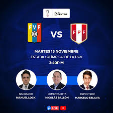 ⚽️ ¡HOY a las 3:40pm no te pierdas el partido entre Venezuela 🇻🇪 vs 🇵🇪  Perú por las Eliminatorias! 📲 Escúchalo en VIVO por Facebook y YouTube. 🎙  Narración: Manuel Lock 🎧