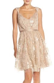 Vera Wang Lace Sequin Sleeveless Fit Flare Dress Nordstrom Fit And Flare Cocktail Dress Beige Cocktail Dresses Short Gold Bridesmaid Dresses