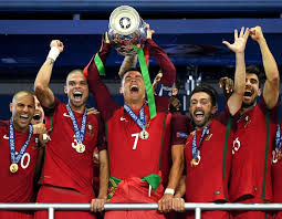 Portugal get us started, in their red strip, attacking left to right, with france in blue. Ronaldo Leads Portugal Squad To Support Amateur Clubs Cgtn