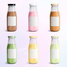 Download Premium Psd Of Colorful Milk Tea In Glass Bottle Mockups 2392082 Milk Tea Bottle Mockup Milk Packaging