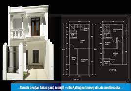 Rumah mungil tipe 60 m2 di lahan sudut ukuran desain rumah 2 lantai 4 kamar lebar tanah 6 meter dengan sumber : Inspirasi 12 Desain Rumah 2 Lantai Lebar 4 Meter