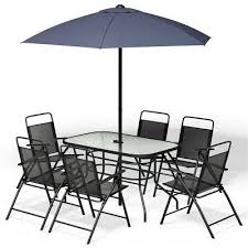 8 Pcs Outdoor Patio Square Folding Furniture Set With Umbrella Durable Steel And Fabric Garden Set Sale Price Reviews Gearbest