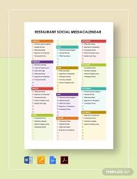 Restaurant Social Media Calendar Template In 2020 Social Media Calendar Template Social Media Calendar Restaurant Social Media