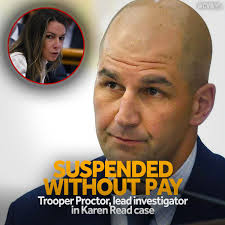 BREAKING: The lead investigator who was at the center of controversy in the  Karen Read murder trial was suspended without pay after previously being  transferred out of his unit. https://www.wcvb.com/article/michael-proctor-karen-read-trial-duty-status  ...