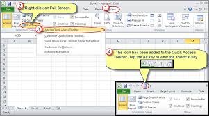 Restoring Full Screen Command In Excel 2013 Or Later