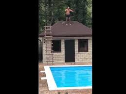 Pool Dive Fails Jump Fail From Roof To Pool Man Face Plants Concrete Youtube