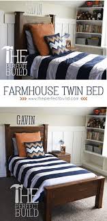 Farmhouse Twin Bed Free Diy Easy To Follow Instructions Diy Twin Bed Twin Bed Remodel Bedroom