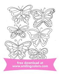 This young butterfly coloring page shows an awesome, pretty, large wings butterfly with a heart shape design on her head. Printable Butterfly Coloring Page Free Download To Color In Smiling Colors