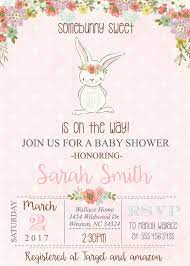 Bunny Baby Shower Invitation Baby Girl Spring Rabbit Vintage Etsy Bunny Baby Shower Invites Bunny Baby Shower Baby Girl Shower Themes