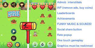 Whack A Mole Ads In App Purchase 20 Levels Codecanyon Item For Sale App Template Design Mobile App Templates App