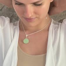 Oval Fire King Alice Jadeite Jewelry Necklace, Sterling Silver, Unique Gift  for Women, Broken China Jewelry, Mid Century, Gifts for Her