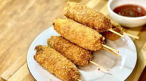 Cheesy Corn Dog Recipe Cheese And Hotdog On A Stick How To Make Corn Dog By Bechoy Vlog Corndog Recipe Recipes Corn Dogs