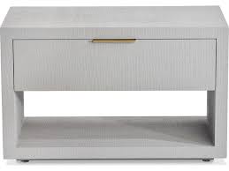 The envelo nightstand's walnut drawer is cased in brilliant matte white lacquer, making it the center of attention. Interlude Home Montaigne Light Grey Antique Brass One Drawer Nightstand Il188157