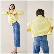 Zara | Jackets & Coats | Zara Light Yellow Cropped Denim Jacket Nwt Sz S |  Poshmark