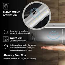 Eshine 12 In Led 3000k White Under Cabinet Lighting Dimmable Hand Wave Activated 6 Pack Elw3006dw The Home Depot