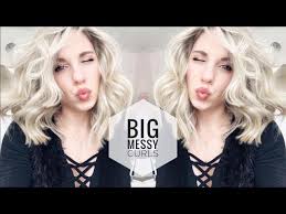 Limey angled side fringe bob. How To Curl Short Hair Big Messy Curls Youtube
