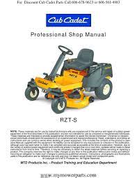 Rzt 22 17aa5a7p712 cub cadet 50 rzt zero turn mower. Cub Cadet Rzt S Professional Shop Manual Pdf Download Manualslib