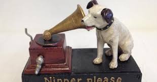 Vintage Cast Iron Nipper Rca Victor Edison Phonograph Dog Music Box Bank