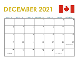 Canada Holidays Calendar December 2021 In 2020 2021 Calendar Holiday Calendar Calendar