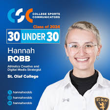 𝐂𝐒𝐂 𝟑𝟎 𝐔𝐧𝐝𝐞𝐫 𝟑𝟎 🤩 Athletics Creative and Digital Media  Strategist Hannah Robb was named to the @collsportscomm 30 Under 30 Class  of 2024! #UmYahYah