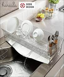 楽天市場 水切りラック シンク上 スリム hanauta ハナウタ ディッシュドレイナー ステンレス スリム シンク上 水切りかご 縦置き ロング シルバー 収納 おしゃれ 日本製 まちかど情報室 セレクトショップ aqua アクア キッチンアイデア 食器 水切り おしゃれ