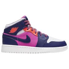 Jordan Aj 1 Mid Casual Basketball Shoes Fire Pink Regency Purple Barely Grape In 2020 Jordan Aj 1 Cute Shoes Shoes