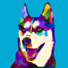 Сибирская хриплая собака в стиле поп-арта | Премиум векторы