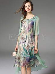 Irregular Silk Floral Print Midi Dress Floral Print Midi Dress Printed Midi Dress Mother Of Groom Dresses