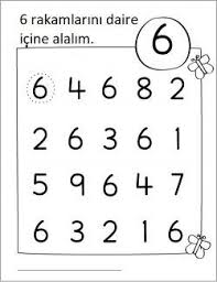 Alti 6 Rakami Tanima Etkinlik Sayfasi Matematik Anaokulu Matematigi Okuma
