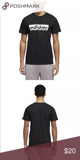Black And White Adidas Shirts New Mens Adidas Linear Chopped Tee Shirt Black Adidas Men Tee Shirts Black Shirt