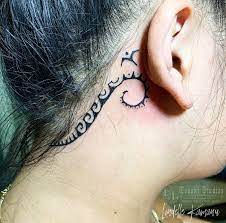 Demi lovato's turquoise piece behind her ear has pumped up the craze for the location all the. Tattoo Uploaded By Lindelle Little Custom Freehand Polynesian Tribal Behind The Ear Tattoo 1080531 Tattoodo