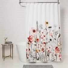 Floral Wave Shower Curtain White Threshold In 2020 White Shower Curtain Floral Shower Floral Shower Curtains