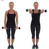 Continue to raise elbows outward while pressing dumbbells overhead until arms are straight. 1