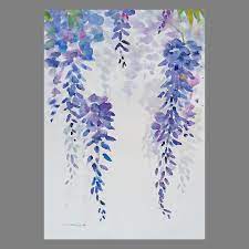 Wisteria 7 Original Watercolor Painting 15x22 Inches Purple Blue Wisteria Vines Deckled Edge The Pai Purple Painting Watercolor Flowers Flower Painting